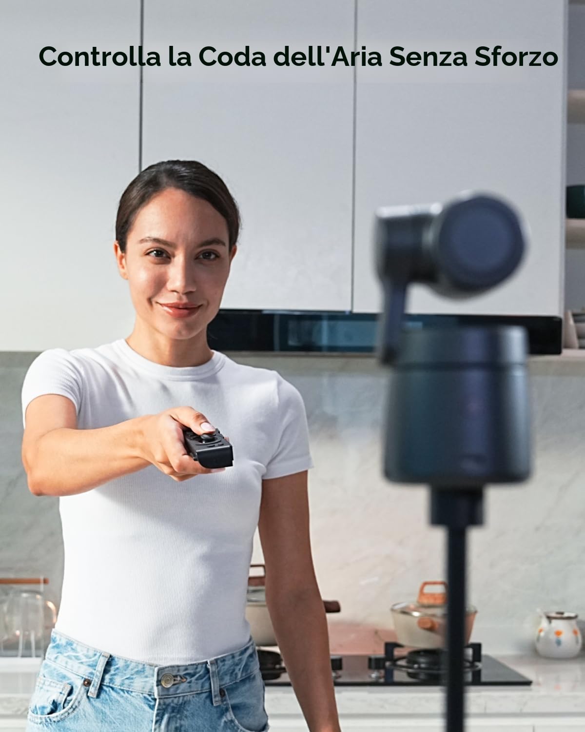 OBSBOT Tail Air NDI Streaming Camera 4K & Telecomando Smart,PTZ con Tracciamento AI, App Intelligente, Controllo Gestuale, Webcam HDMI/USB-C/Senza Fili