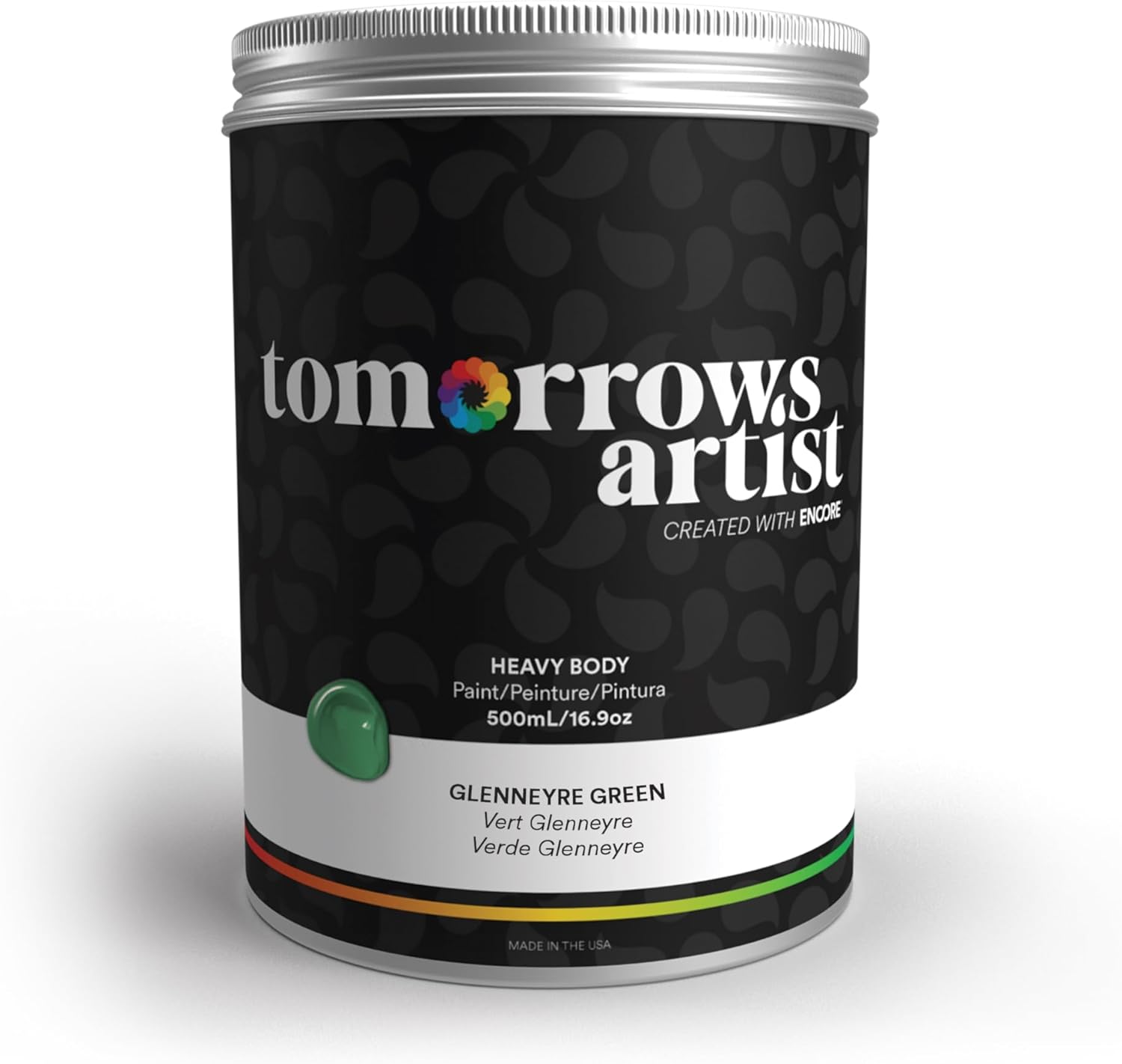 TA: Glennerye Green, Heavy Body Eco-Friendly Acrylic Art Paint 500ml/16.907oz Jar