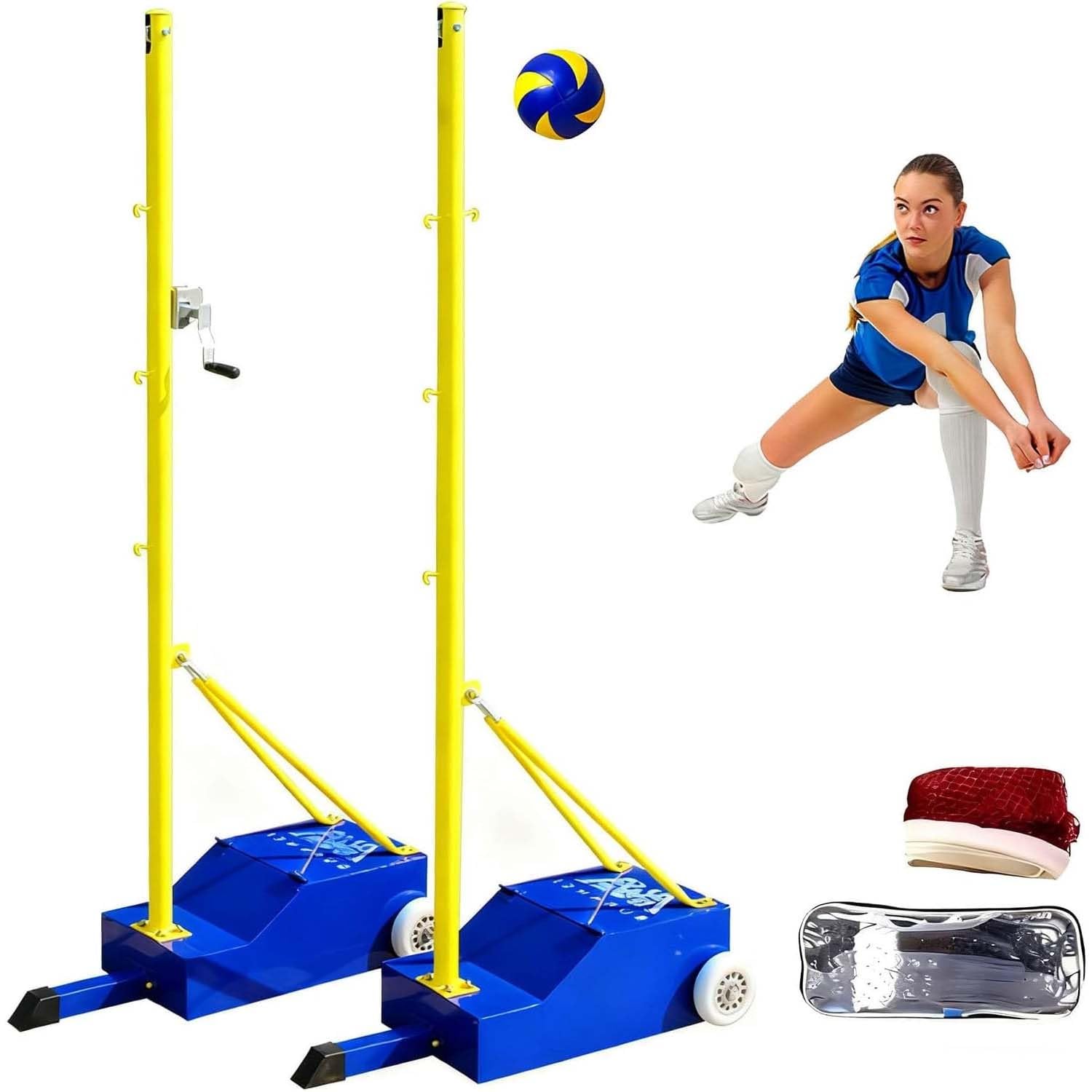 Verstellbare Volleyballstangen, Komplettes Netz-Set. Der Ständer Vielseitige Höheneinstellungen – Perfekt Für Garten, Strand Oder Turnhalle, Für Kinder Und Erwachsene.