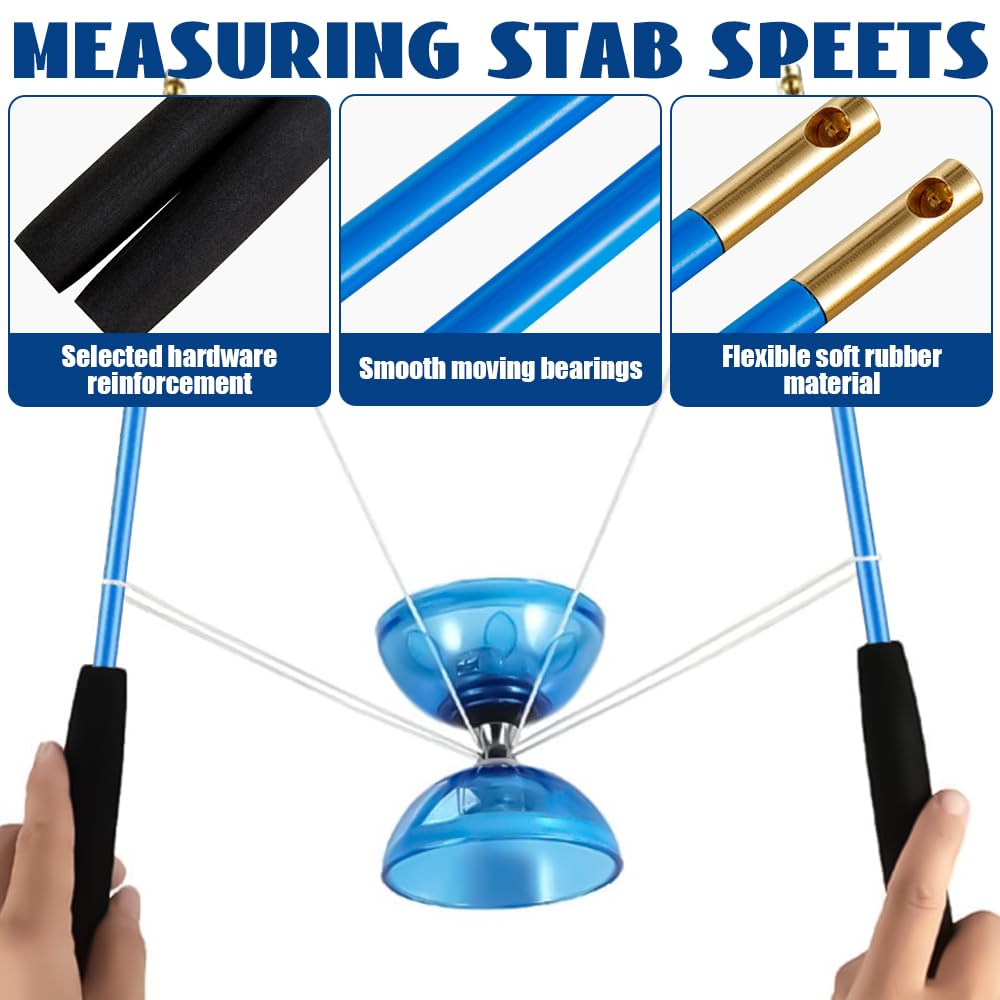 Diabolo con Cuscinetti a Sfera, Set Diabolo A Triplo Cuscinetto con Corda di Ricambio, Sacchetto a Rete, 4 Colori Lampeggianti Carousel Diabolo Set, Sacchetto a Rete, Diablo Set per Adulti