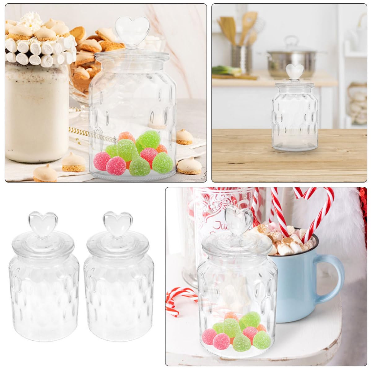 ABOOFAN Barattoli in Vetro Bianco da 950ml 2 Pezzi Coperchio Ermetico per Conservare Noci e Legumi Mantenendo Cibo Fresco e Design Portatile