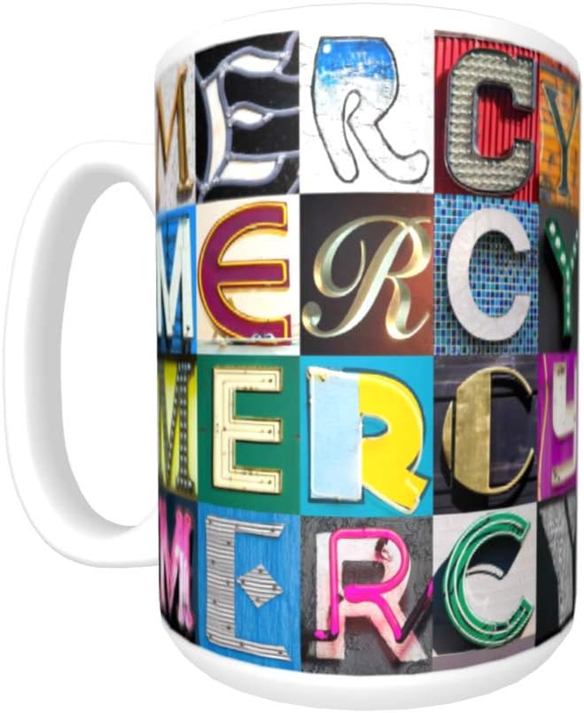 MERCY Coffee Mug/Cup - using photos of sign letters - personalized