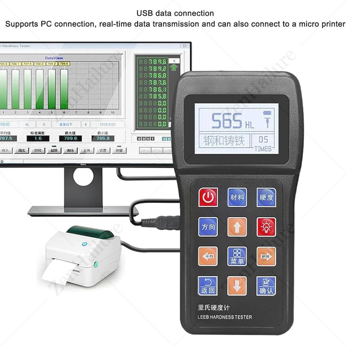 Leeb - Probador de dureza portátil con pantalla LCD, medidor digital con dispositivo de impacto para pruebas de moldes de acero y metal
