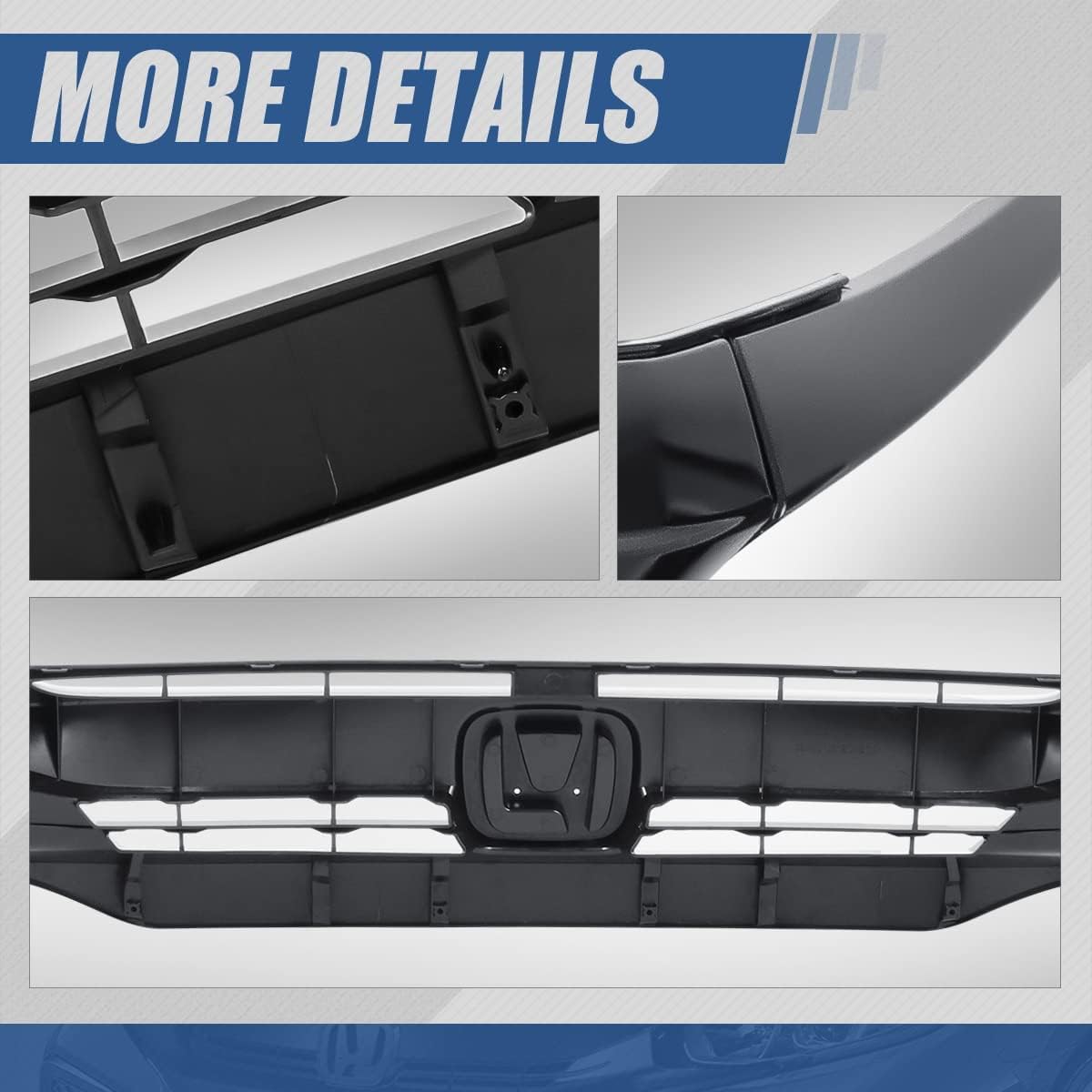 Auto Dynasty Mesh Style Front Bumper Grille Compatible with Honda Civic Coupe Sedan Si Hatchback Type R 2016-2021, Glossy Black