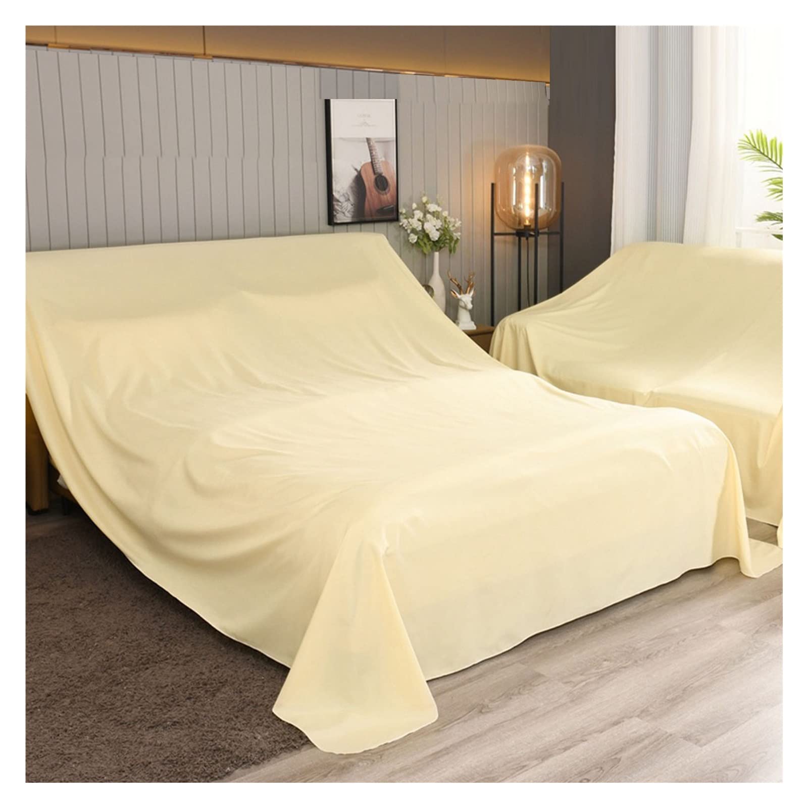 Sectional Sofa Couch Covers Fabric Drop Cloths for 2/3/4 Seat, Extra Large Furniture Dust Cover Bed Sheet Sofa Slipcovers, Universal Furniture Protector Cloth Anti-dust Cover for Bed Table Chair ( Col