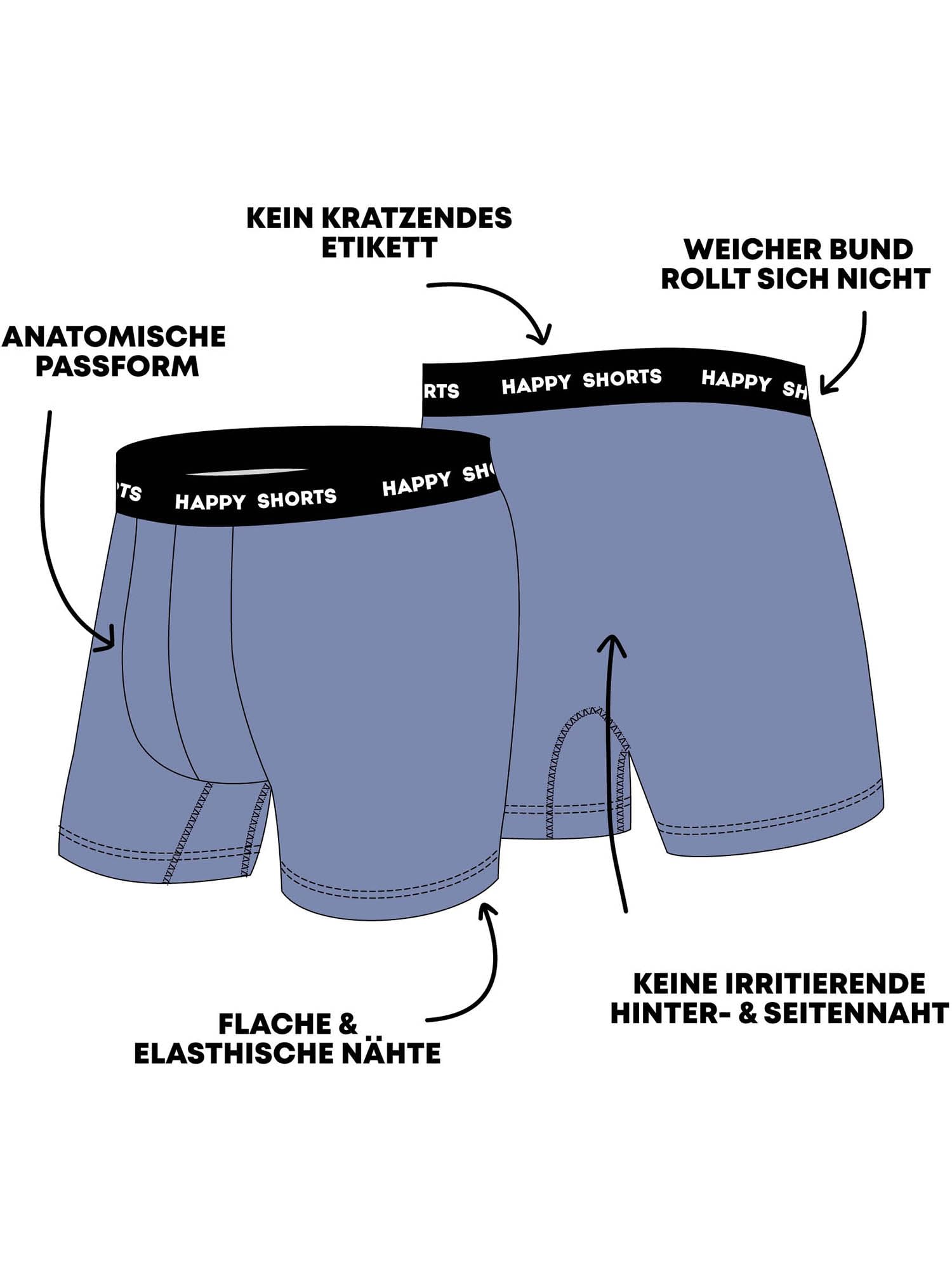Happy Shorts Bokserki męskie w stylu retro, bawełniane, bielizna, zabawne motywy, wygodne dopasowanie