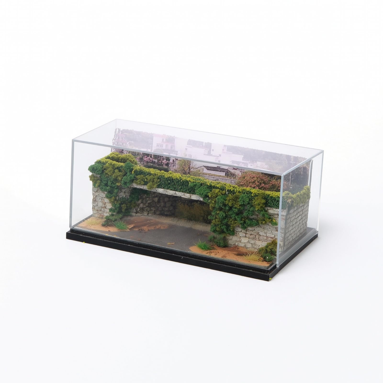 Scena Miniaturistica con Ponte in 1 64 Acrilica Antipolvere con Base Scura per Collezione Modellismo Adatto per Libreria, Style to 2