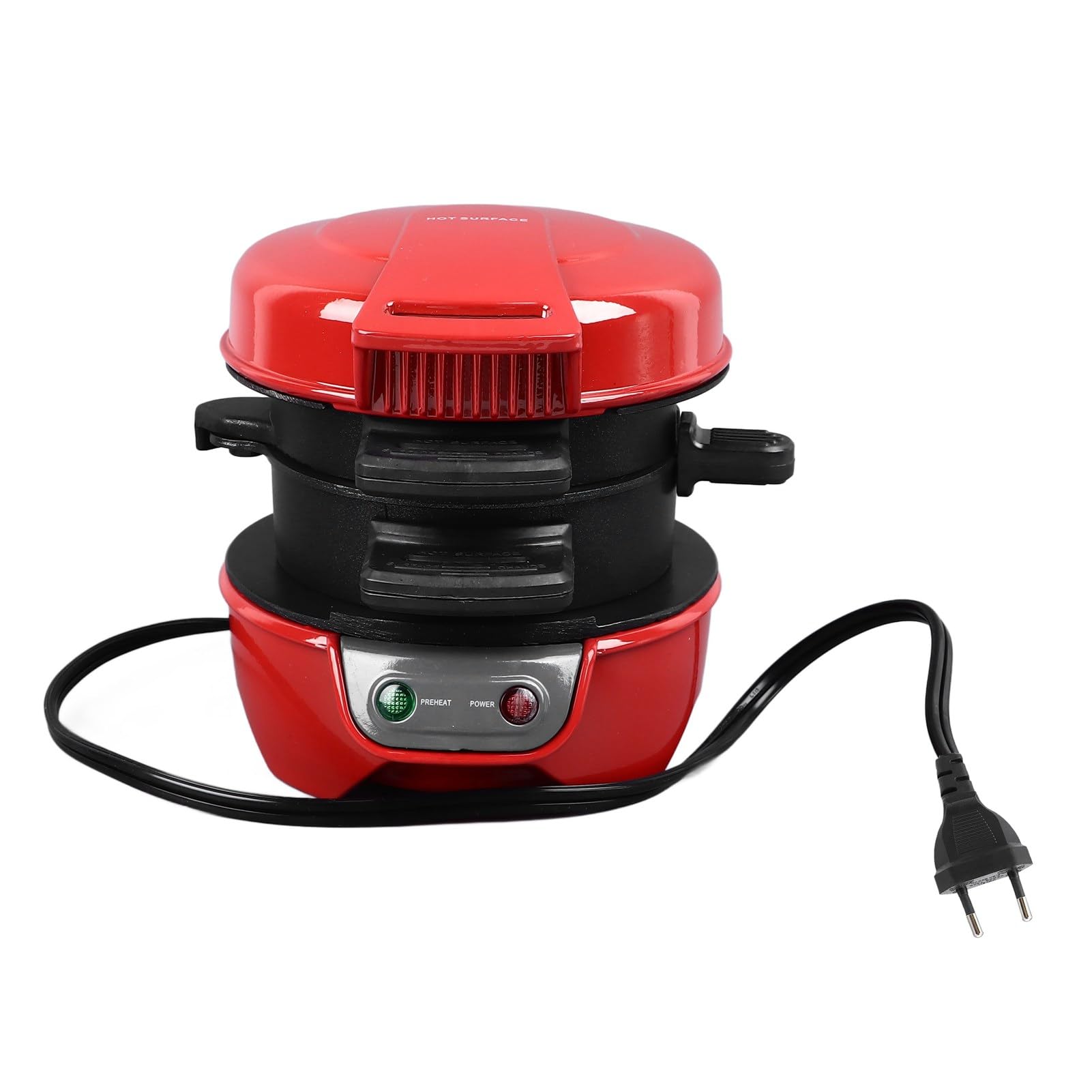 Jiawu Frühstücks-Maker, Antihaftbeschichteter Frühstücks-Maker mit Eierkocher, 600 W Aluminium-Kocher für Muffins, Croissants, Mini-Waffeln, Leicht zu (EU-Stecker 220 V)