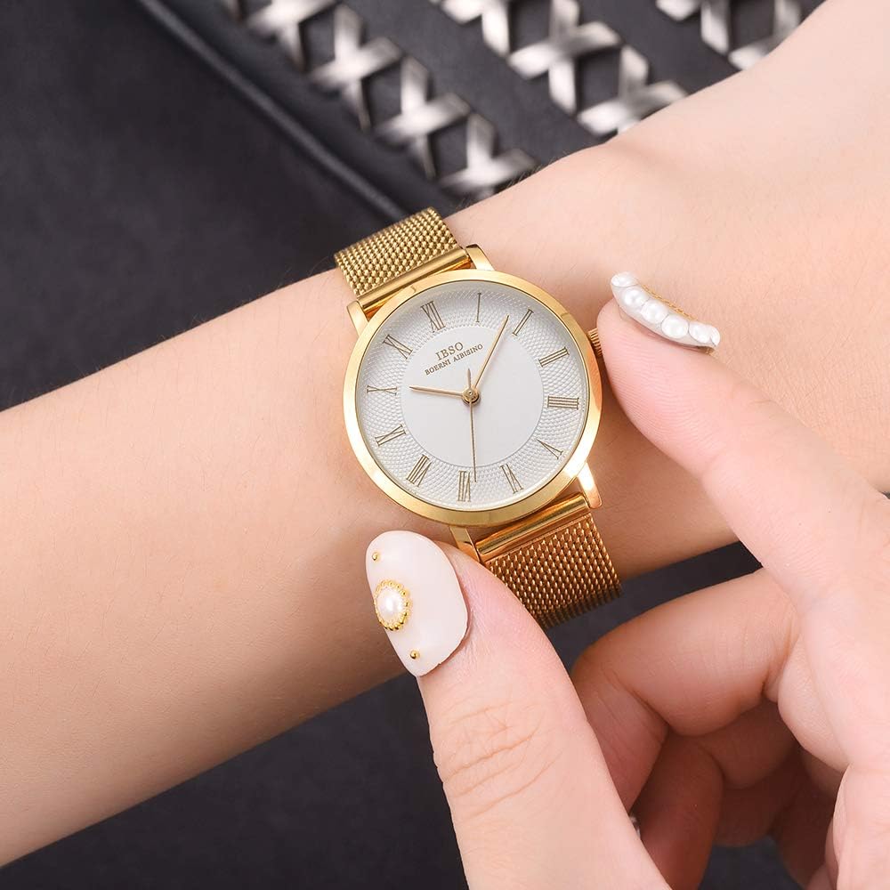 IBSO Relogio Feminino - Reloj de pulsera de acero inoxidable para mujer, de cuarzo, impermeable, malla
