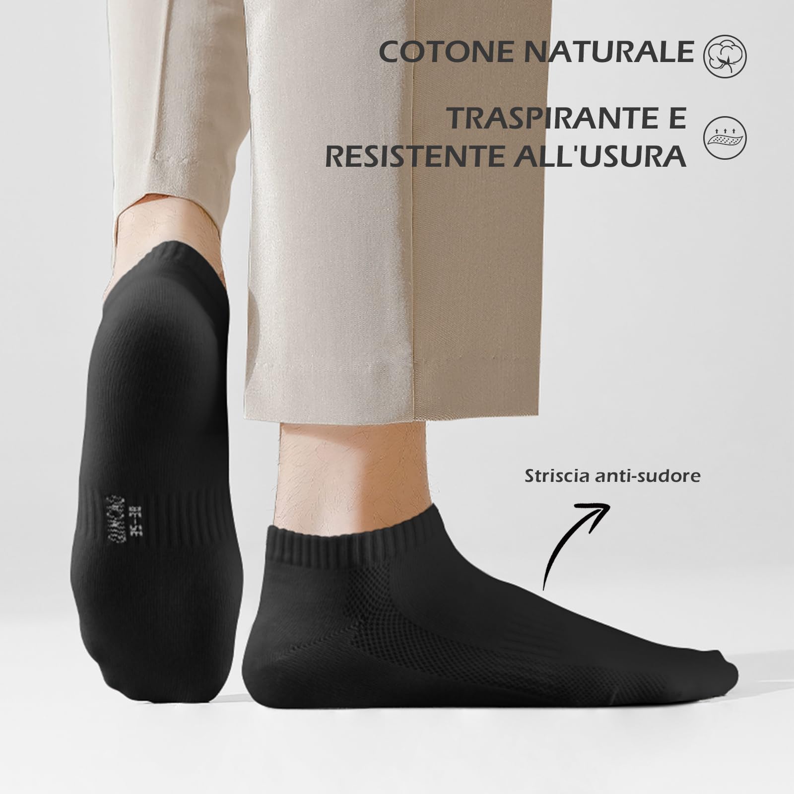 QINCAO 6/10 Paia Calzini Uomo Corti - Calzini Donna Corti - Calze Sportive Per Uomo e Calze Sportive Per Donna in cotone traspirant