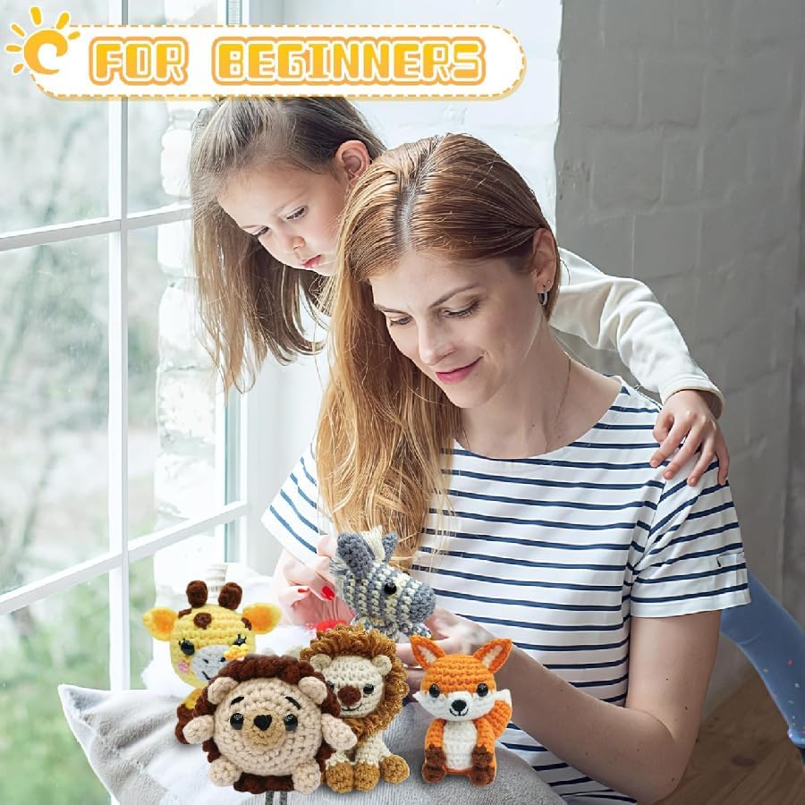 Miniatura 6 de GZBZTZ Kit de ganchillo para principiantes con video tutorial paso a paso, gancho, hilo y accesorios, kit de ganchillo de animales 3 en 1