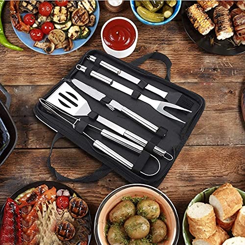 Glaceon Grill Utensils Set, Stainless Steel BBQ Tools Set for Men & Women Grilling Accessories with Storage Apron Gift Kit for Camping Backyard Barbecue,General 5 PCS BBQ Accessories Set