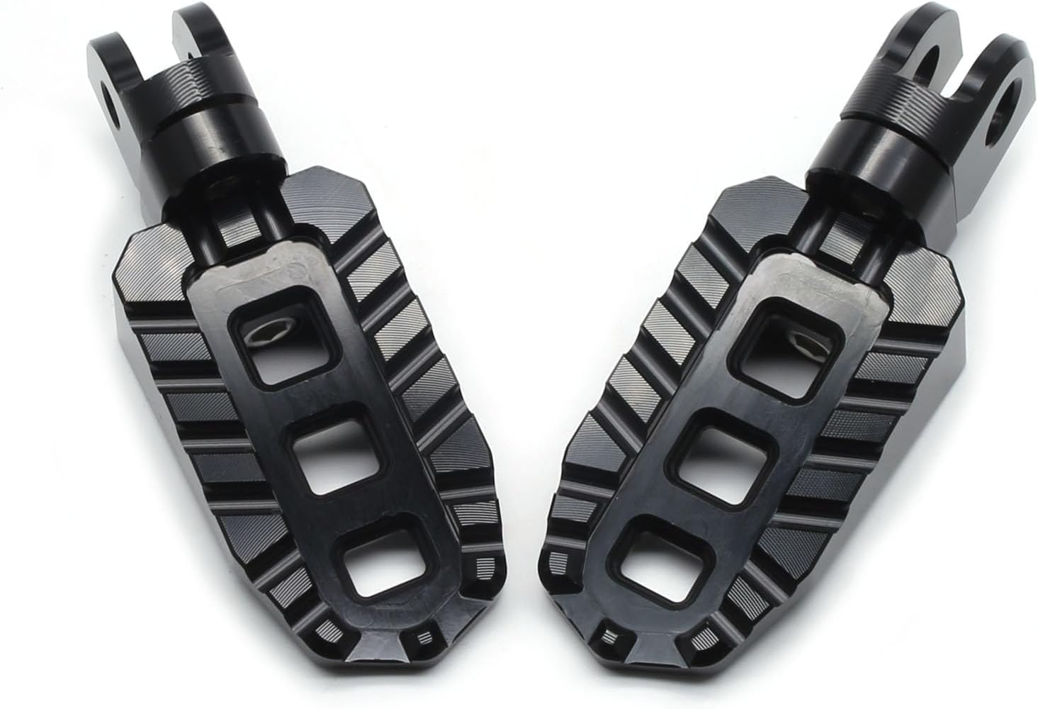 MZS Motorcycle Foot Pegs, Front Adventure Bike Footpeg Rider Serrated Footrests Foot Pedal Black CNC Compatible with V-Strom 650 DL650 XT 07-23 / Vstrom 1000 10-19 / V-storm 1050 20-23 / DL250 17-21