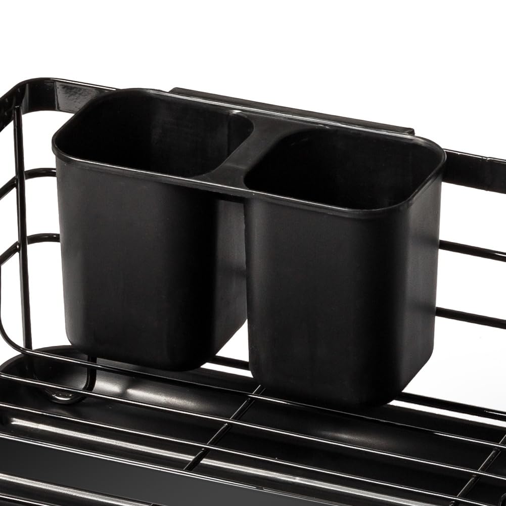 Vilde Escurridor de platos con soporte para cubiertos, de metal y plástico, 43 x 32 x 14,5 cm