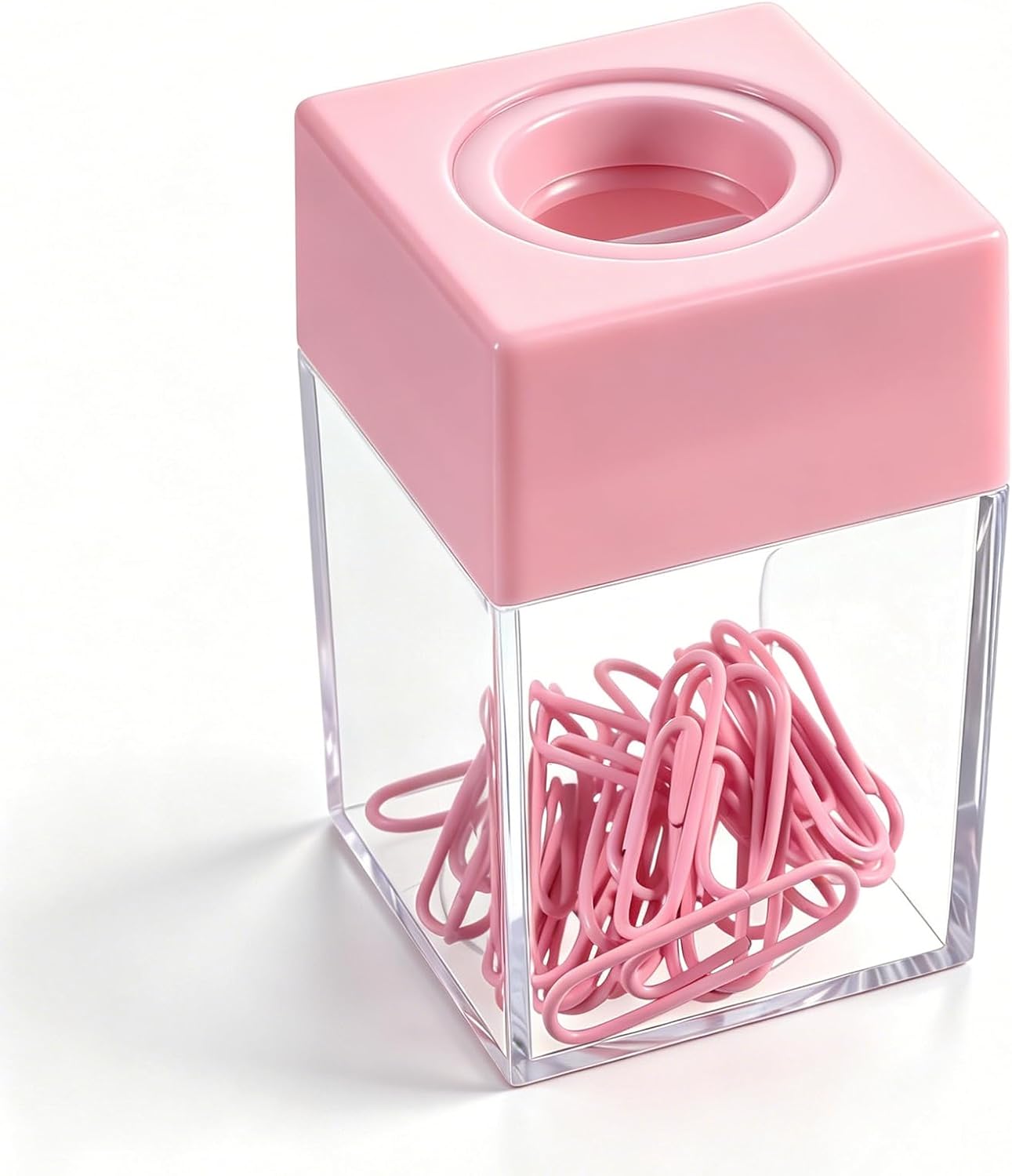 Pink Paperclip Holders Magnetic Paper Clip Dispenser for Desk