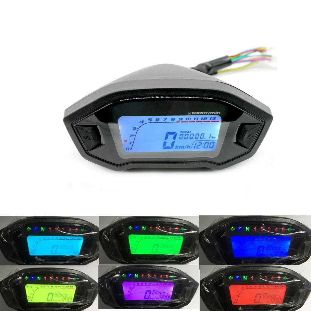 12 V Universel Moto LCD Digital Jauge Multifonctionnelle de Moto Compteur Vitesse Tachymetre