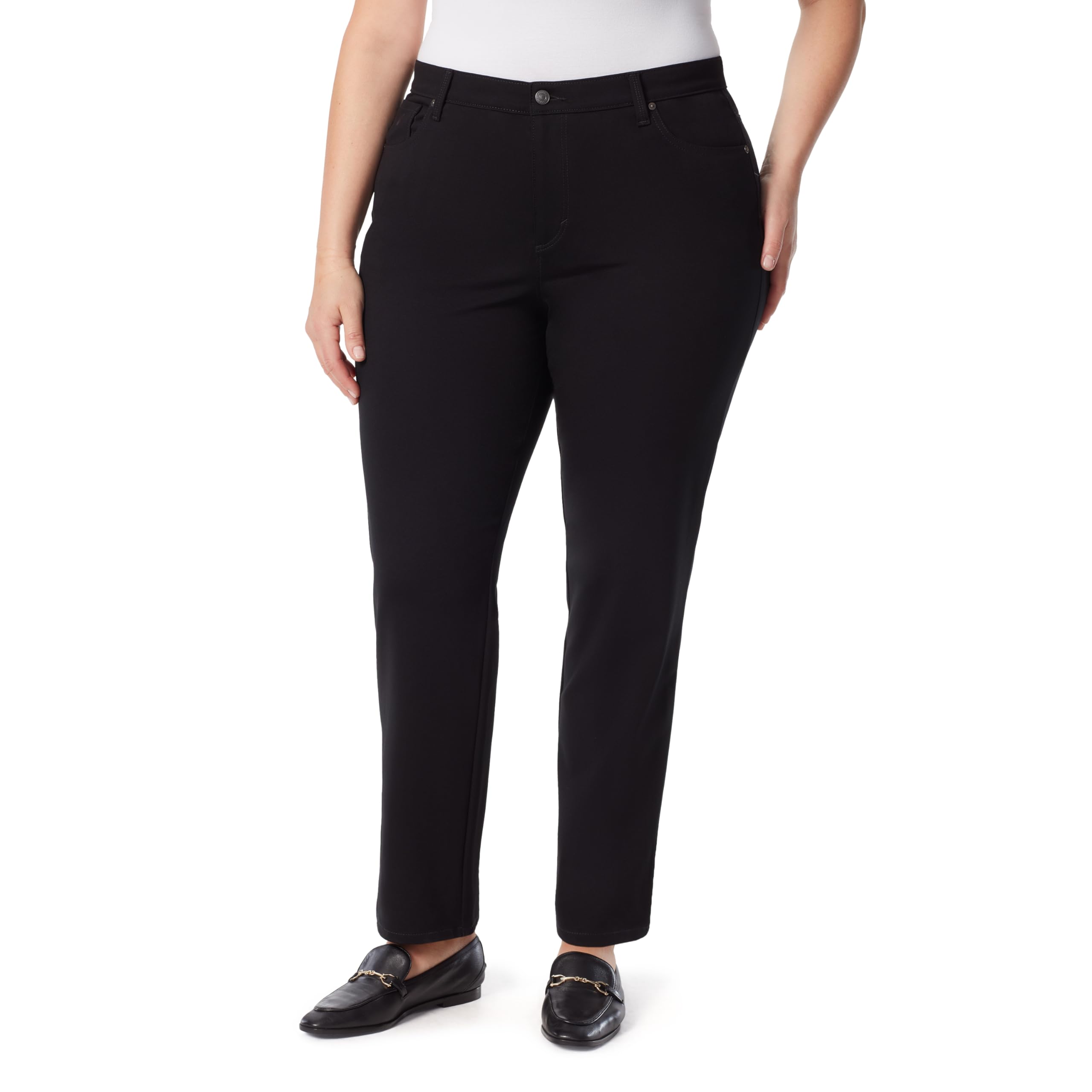 Gloria Vanderbilt Womens Amanda Ponte High Rise Knit Pant Plus