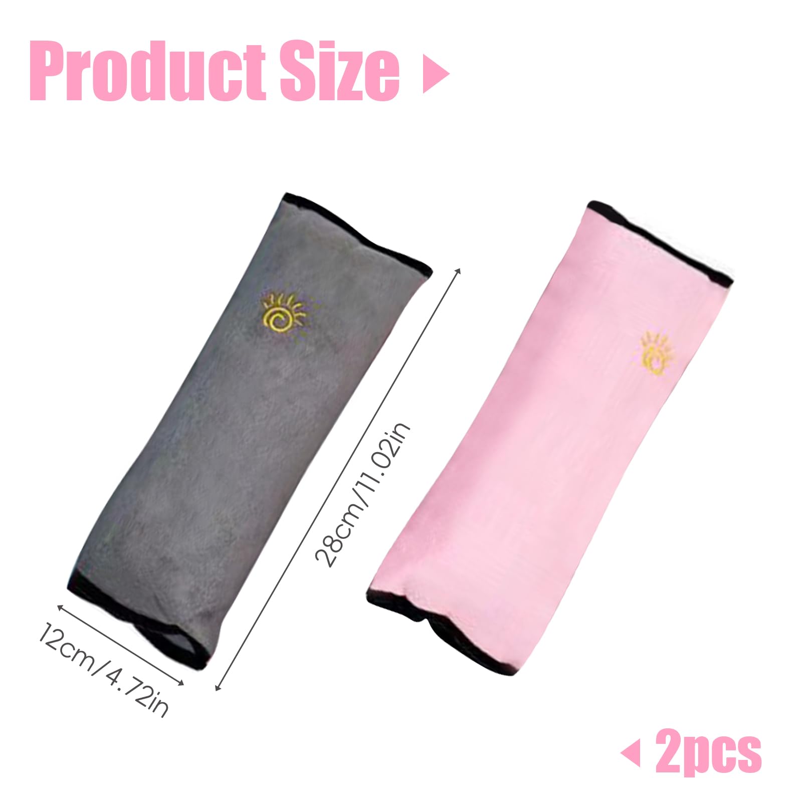 2 protezioni per cinture per bambini, imbottiture per cinture per auto, rimovibili, adatte per l'uso durante le uscite e i viaggi e durante il sonno dei bambini (rosa + grigio)