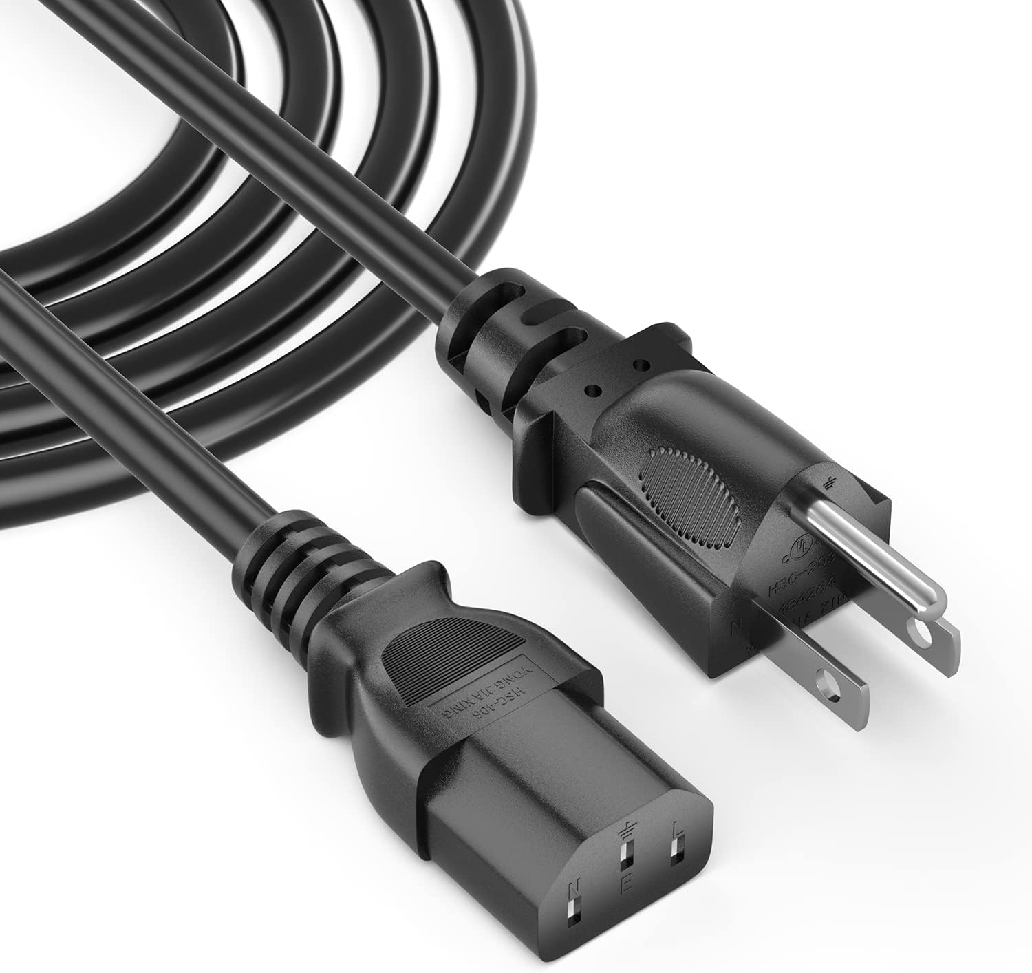 10FT Monitor Power Cable, 3 Prong TV Cord, NEMA 5-15P to C13, 10A 125V, 18AWG, Replacement AC Power Cord, Printer Power Cord, PC Power Cable, Computer Power Cord - UL Listed