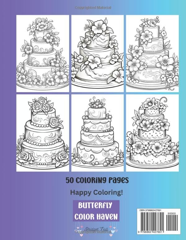 Miniatura 2 de Wedding Cakes Coloring Book 50 Wedding Cake Coloring Pages Relaxation and Stress Relief