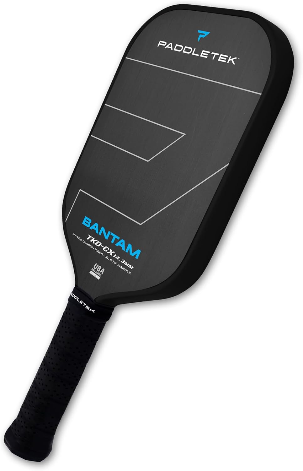 Paddletek Bantam TKO-CX 14.3mm Pickleball Paddles with Polymer Honeycomb Core - Unidirectional Carbon Fiber – Torsional Weighting & High Tack Performance Grip - USAPA Approved - 5.75 Inch Handle
