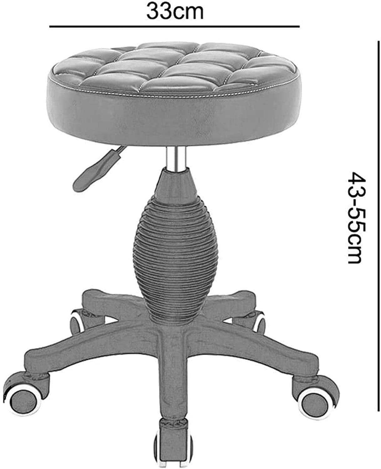 auf Rädern, robust, verstellbar, rund, rollend, hydraulisch, für Werkstatt, Gitarre, Labor, Tattoo, Werkbank, medizinischer Verstellbarer Drehstuhl (Farbe: Weiß) Present