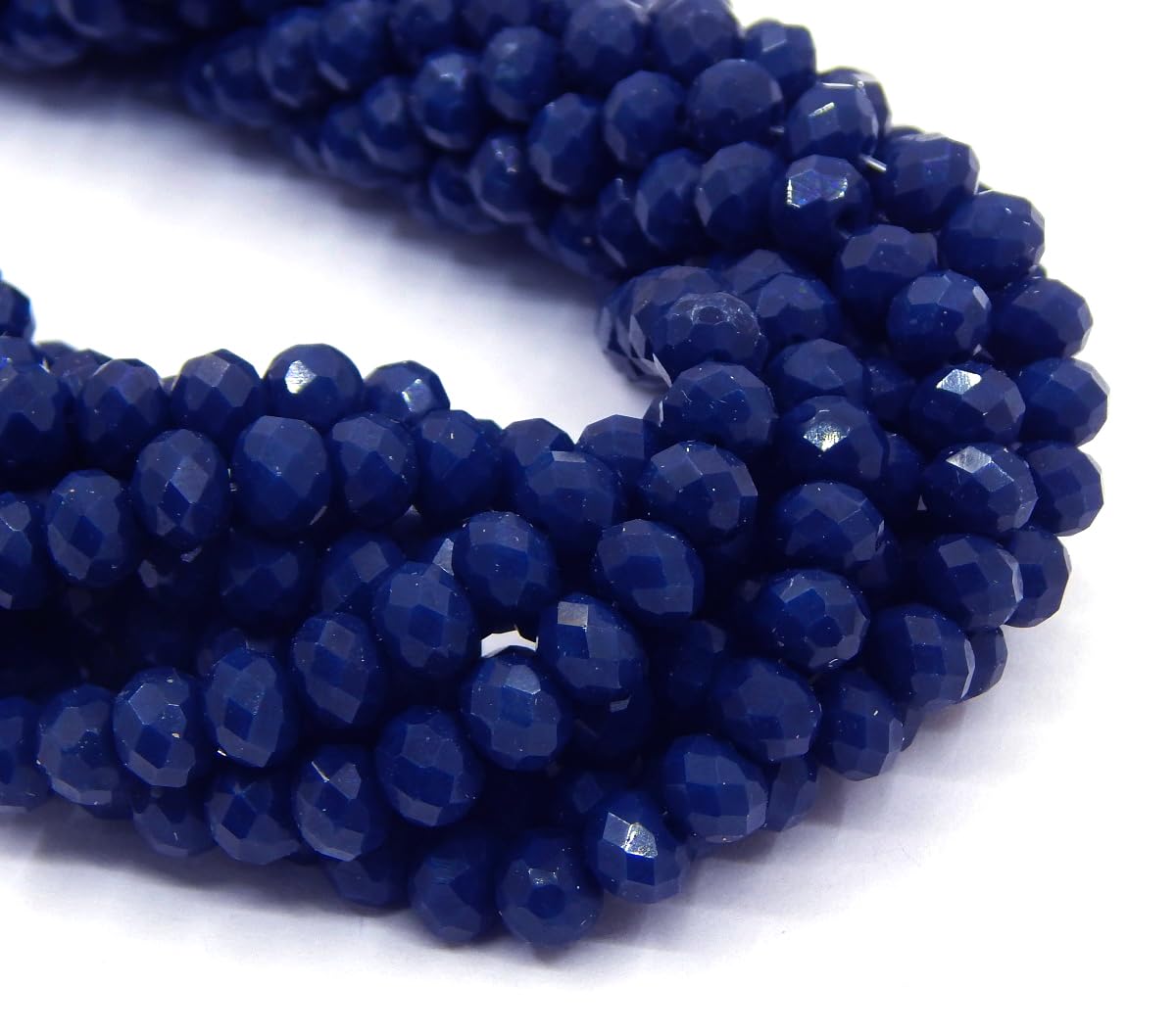 Perlin 160 pcs Royal Blue Opaque Glass Rondelle Beads, 3mm, Czech Bohemian, CZ, Fire Polished, Faceted, for Jewelry Bracelets