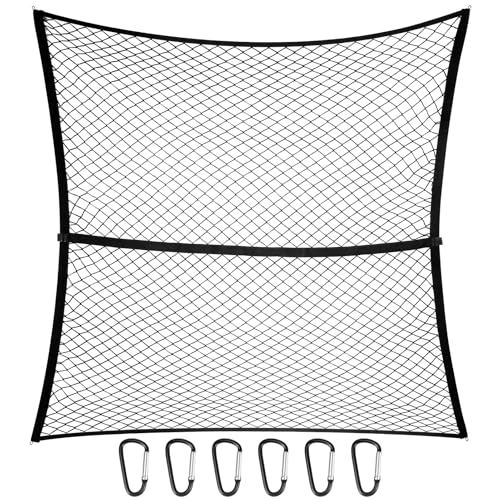 Zimuty Red para maletero, 120 x 100 cm, red para equipaje de coche, red de carga para maletero, extensible hasta 2,1 m x 2,1 m, red para maletero de coche, red tensora para camionetas, camiones