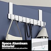 Vista 3 de 1 paquete de ganchos para puerta, negro/blanco, corto/largo, resistente para colgar sobre la puerta (1 pieza larga blanca)