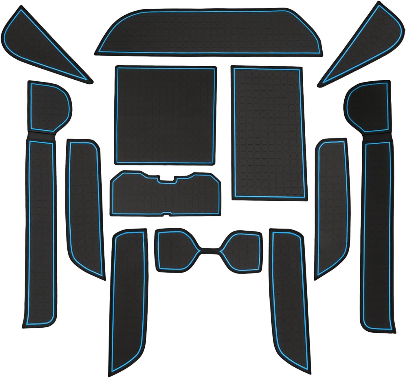 LUWU for 2026 RAV4 Accessories - for 2026 Toyota RAV4 Door Slot Mats Cup Holder Insert Coaster Center Console Liners Mats for Door Groove Gate Blue - 13 PCS/Set