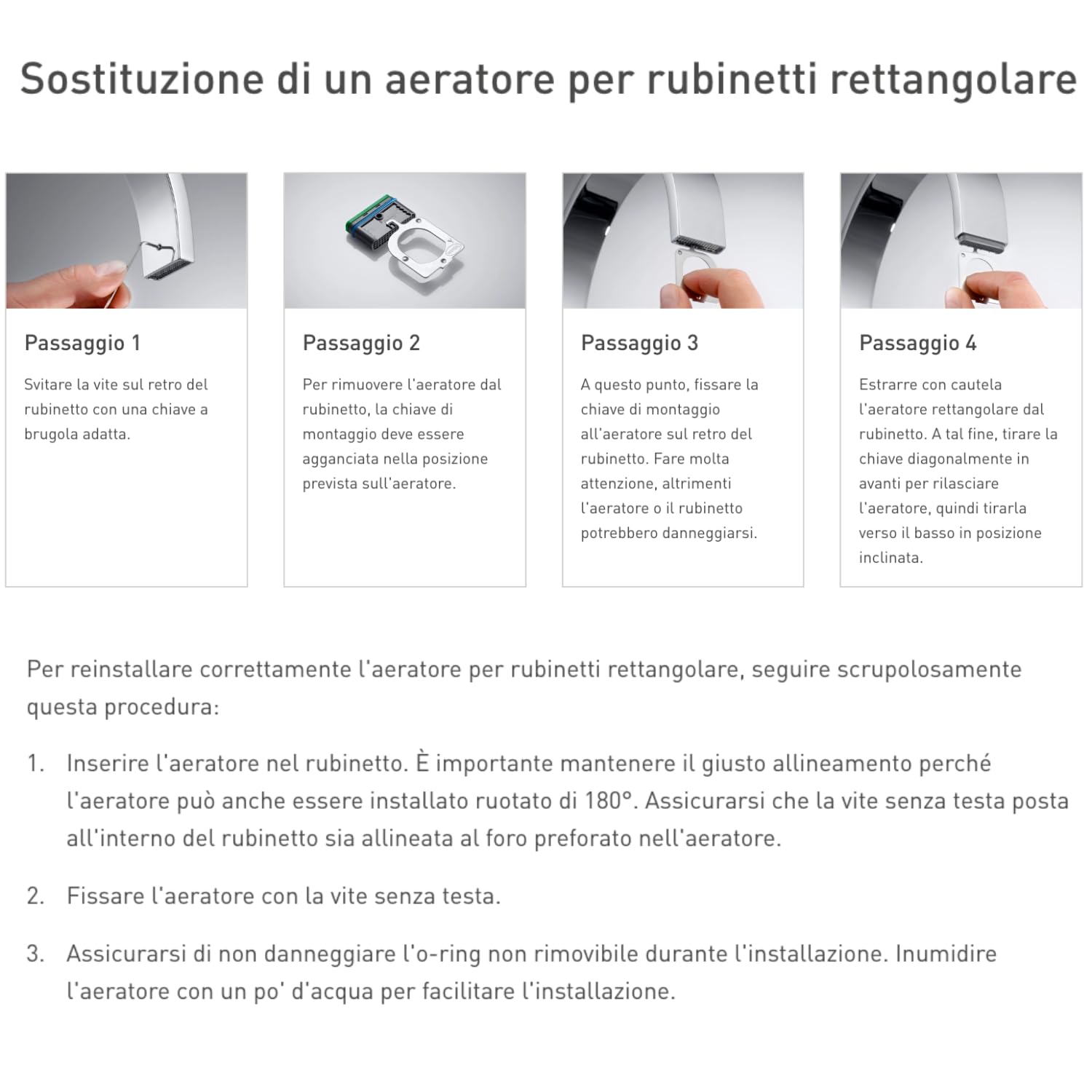 Kit Aeratore Rettangolare 32x8 di Ricambio, per Rubinetti a Scomparsa, 3 Pezzi con Chiave - Rompigetto Filtro Filtrino