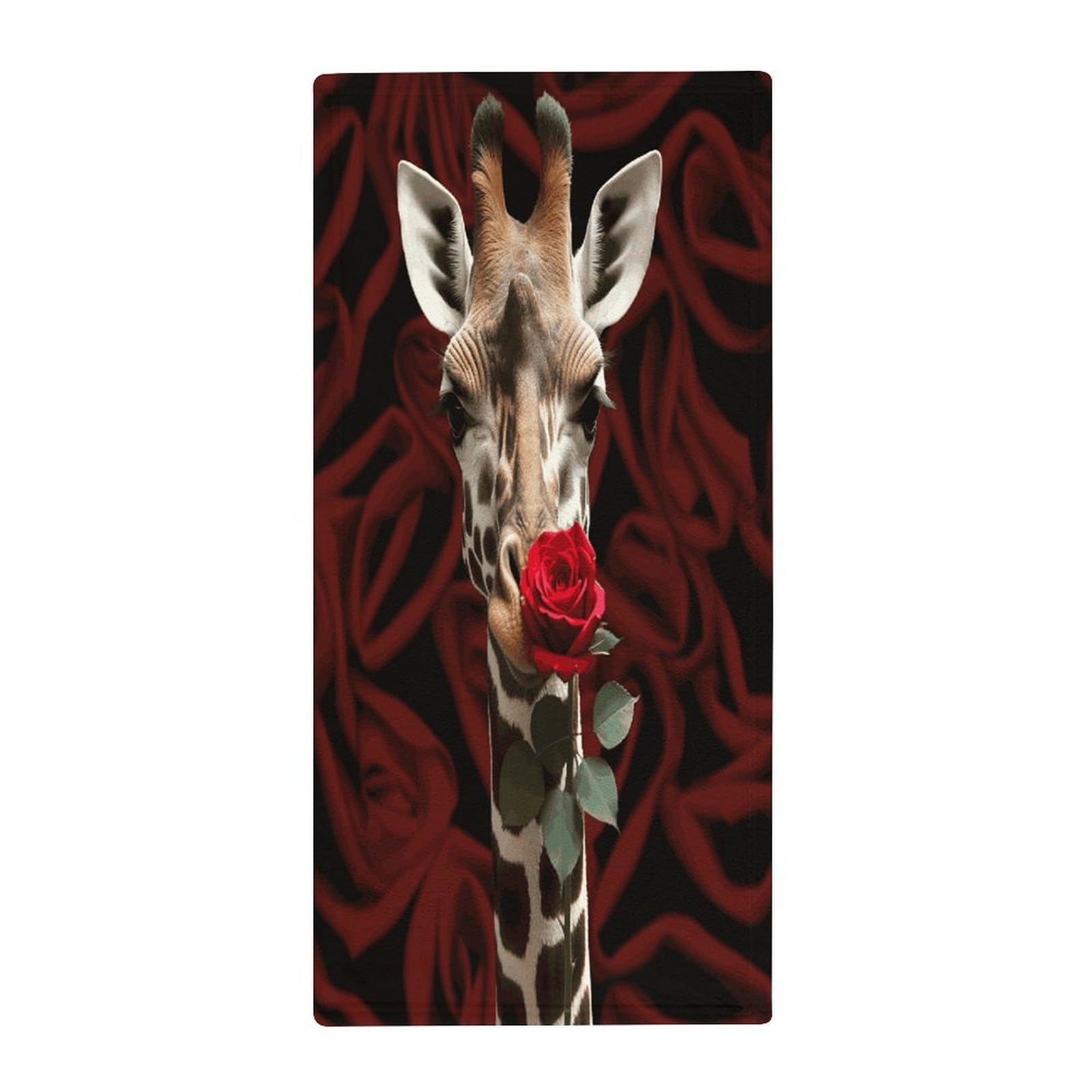 MUSM Premium Hand Towels for Bathroom Ultra Soft Printed Towels Coral Velvet Kitchen Hand Giraffe Kissing Flower Towel Highly Absorbent Hotel Spa Towel Collection 13.8 X 28.7 in