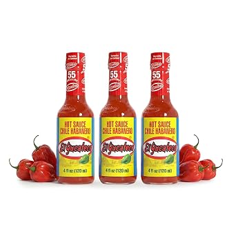 El Yucateco Red Habanero Hot Sauce, Authentic Mexican Chile Habanero Sauce, 4 fl oz 120 ml Gluten Free Pack of 3