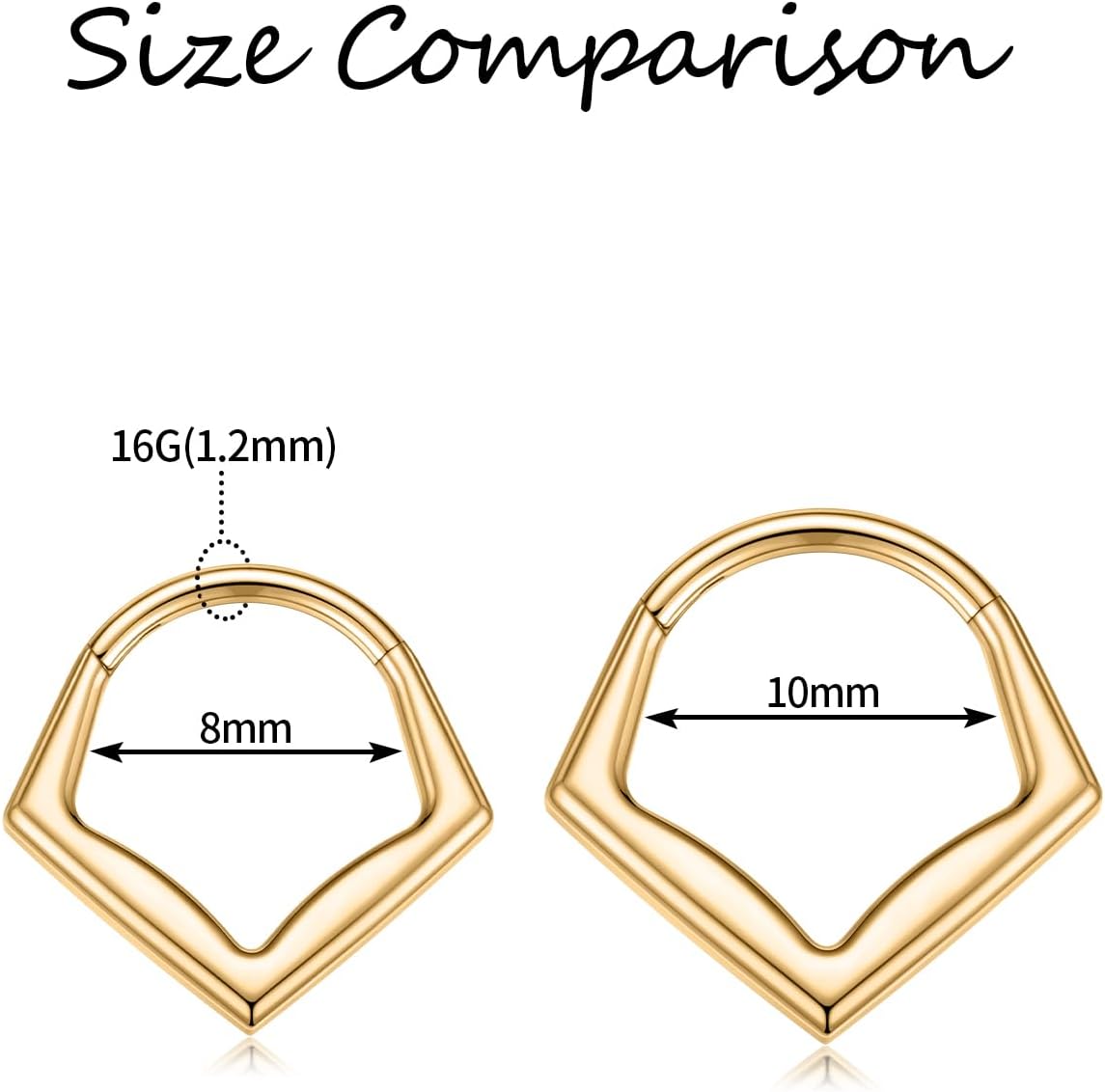 G23 Titanium Septum Ring 16G Septum Jewelry Minimalist Triangle Nose Hoop Ring Helix Daith Rook Tragus Cartilage Earrings for Women Conch Piercing Jewelry - Image 2