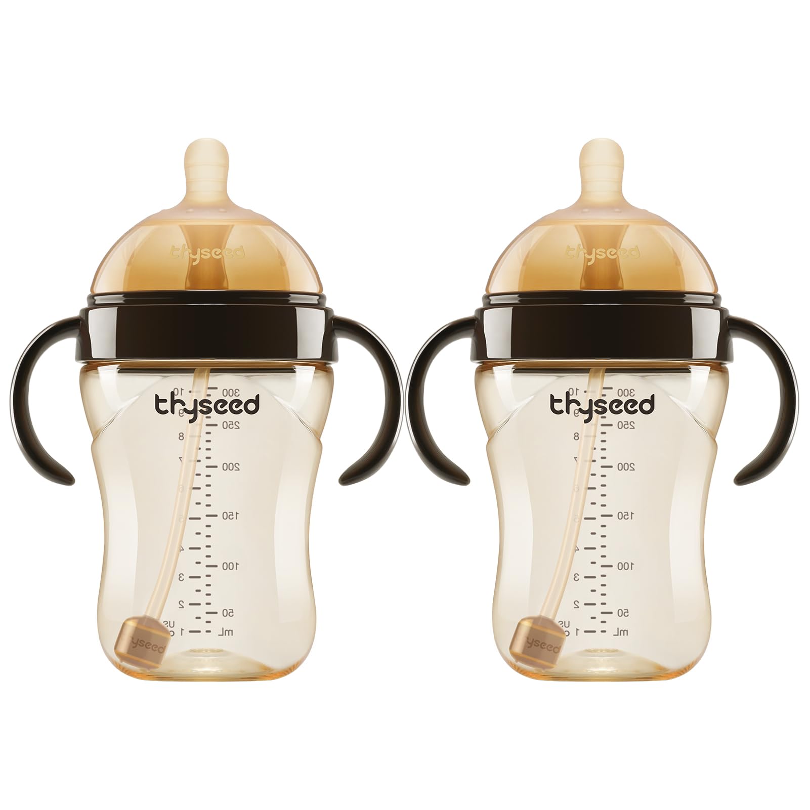 Thyseed PPSU Natural Breast-Like Bottle with Nipple(10 Months+),10oz，2pack