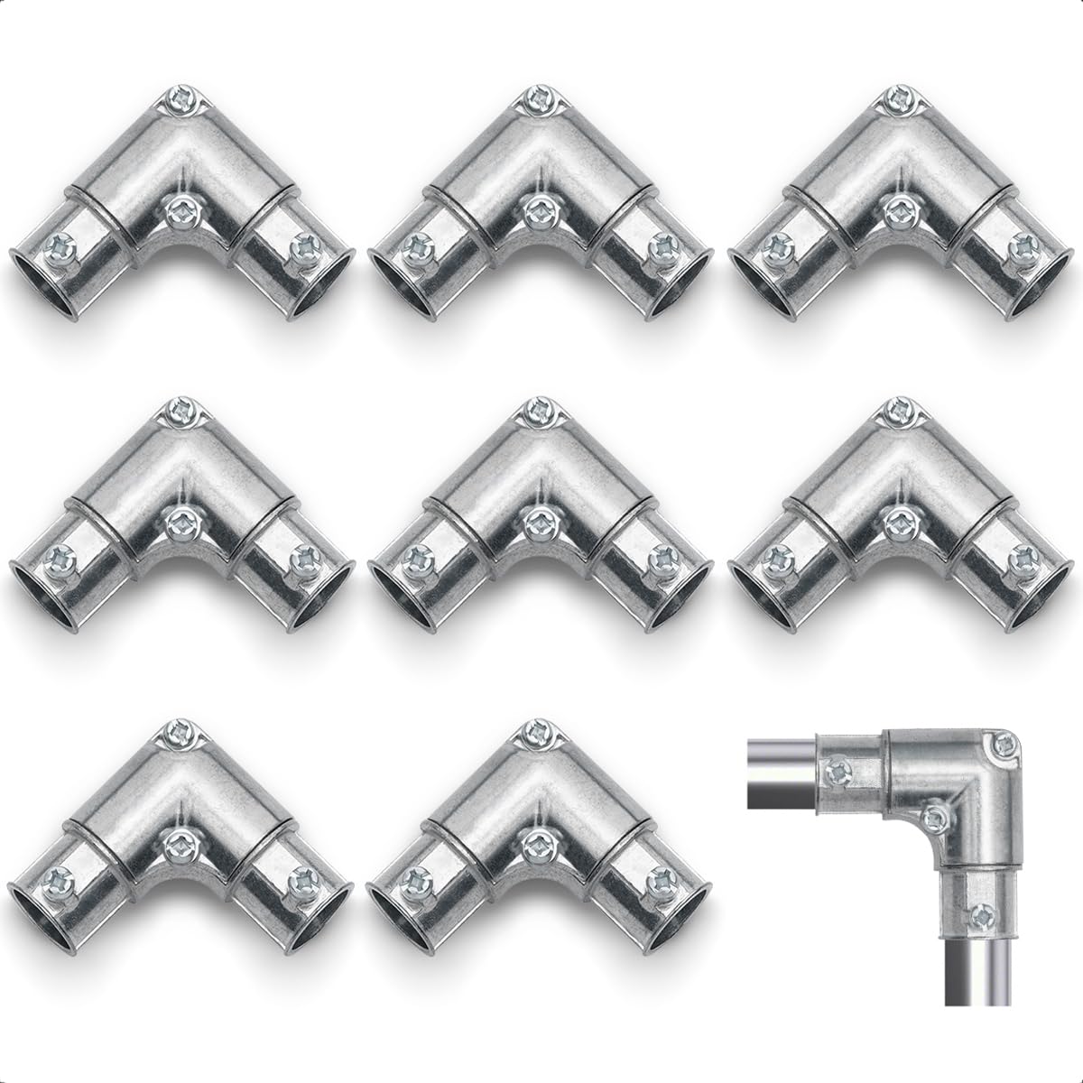 3/4 Inch EMT to EMT 90 Degree Inside Corner Pulling Elbows, EMT Conduit Fittings Set Screw; Electrical Metallic Tube Kit Die Cast Zinc Elbow Capped Corner Coupling (5 Pack)