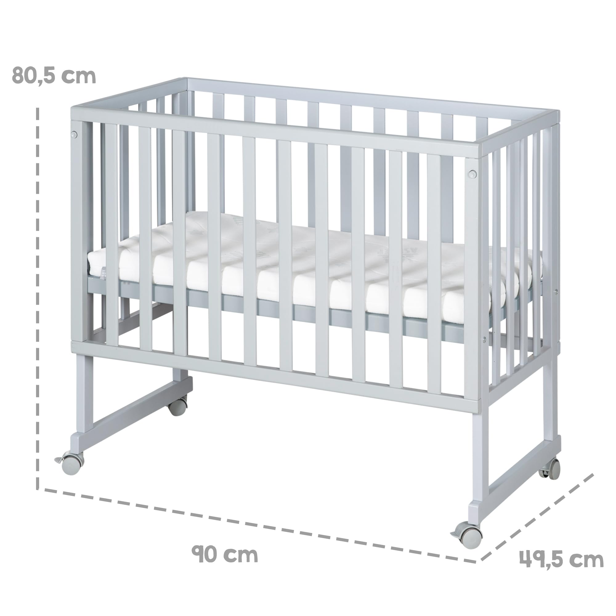 roba Lit et Berceau Cododo 'roba Style' 3 en 1 avec Barrière, Matelas et Bordure en Maille - Réglable en Hauteur pour Lit Parental - Barrières Latérales Amovibles - Dès la Naissance - Bois Gris