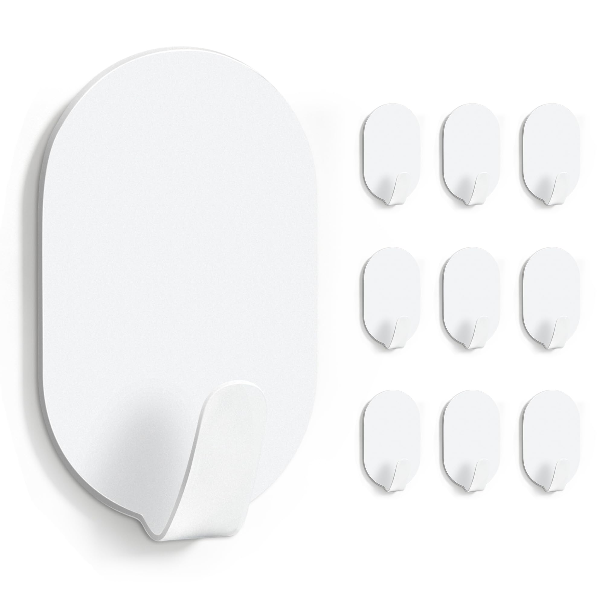 White Self Adhesive Hooks, 10 Pack Stick on Hooks Heavy Duty for Bathroom