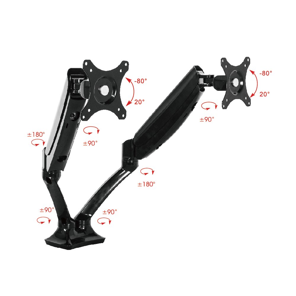 Loctek Dual Monitor Arm Adjustable Gas Spring Desk Mount for 10 to 27