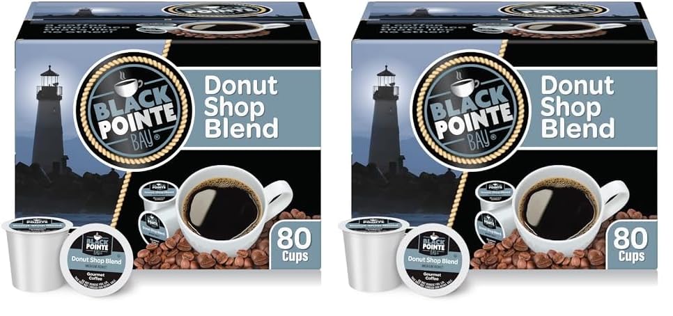 Black Pointe Bay Coffee Donut Shop Blend, Medium Roast, 80 Count,...