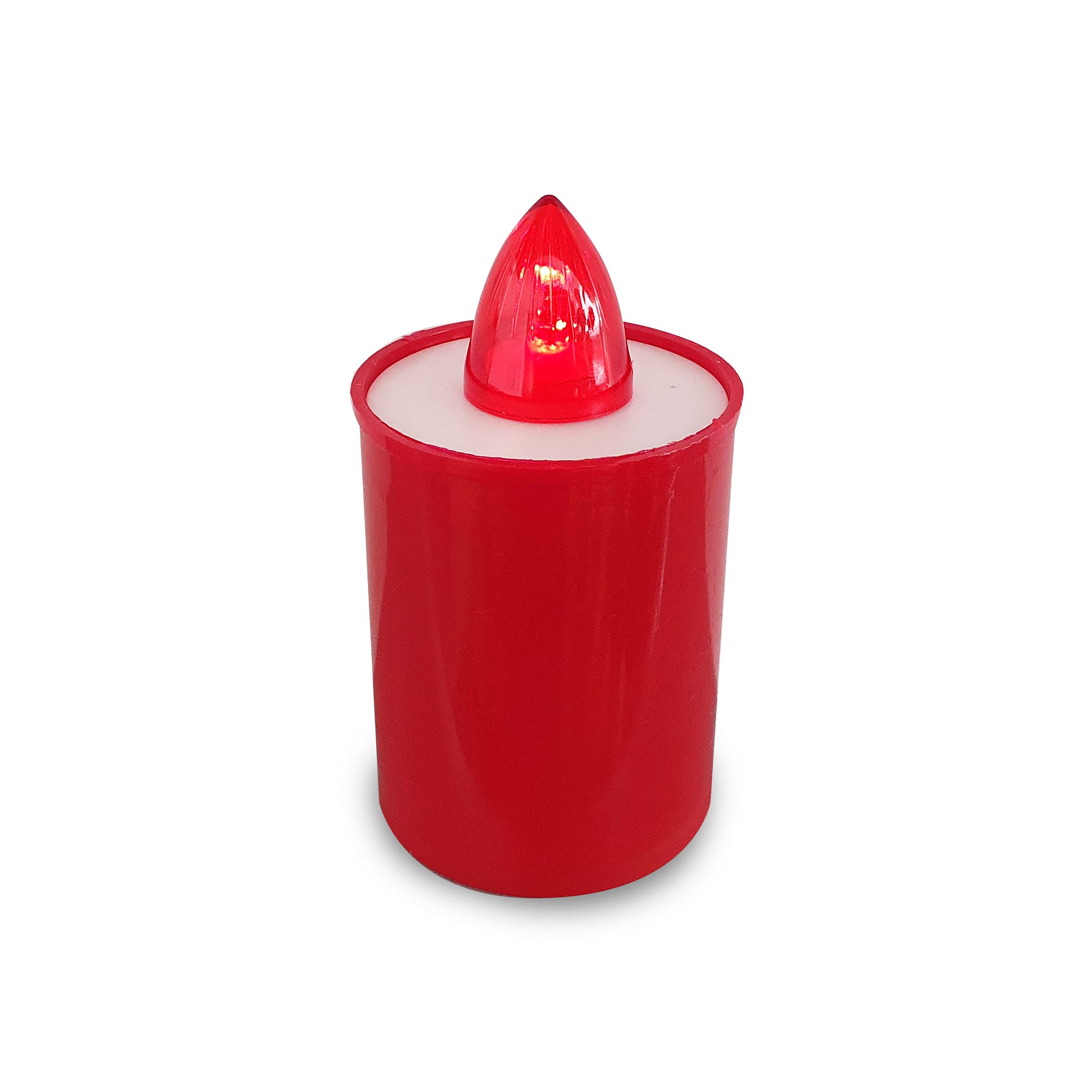 Vela votiva LED 9 cm, Duración 90 días, roja con luz roja fija