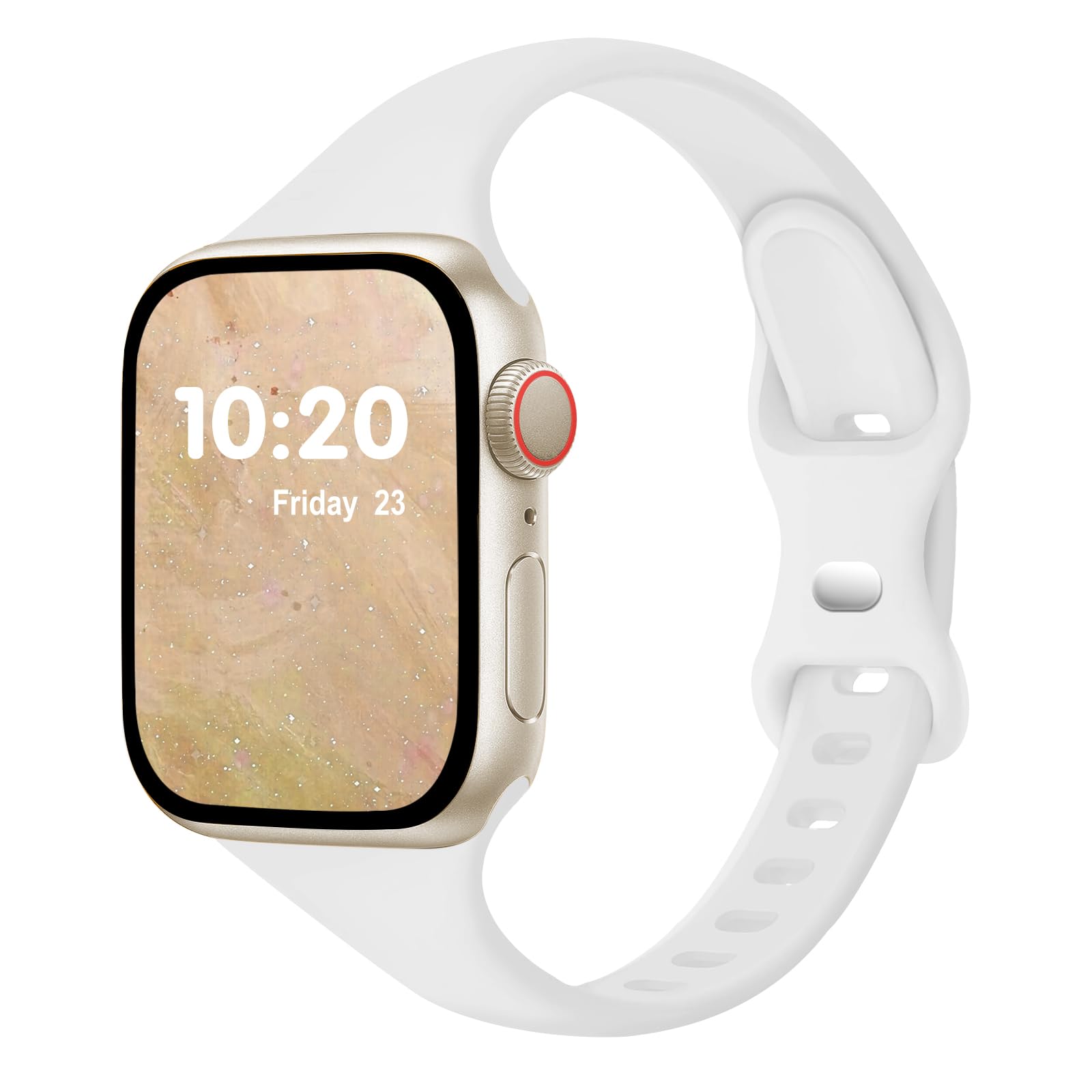 Slim Band Compatible with Apple Watch Bands 38mm 40mm 41mm 42mm 44mm 45mm 49mm for Women Men,Soft Thin Narrow Silicone Sport Strap Wristbands for iWatch Series 9 8 7 6 5 4 3 2 1 SE Ultra White