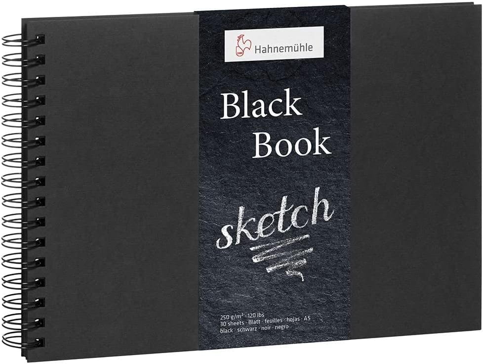 Black Book 250g/m², Black Drawing Notebook, A5, 30 fls
