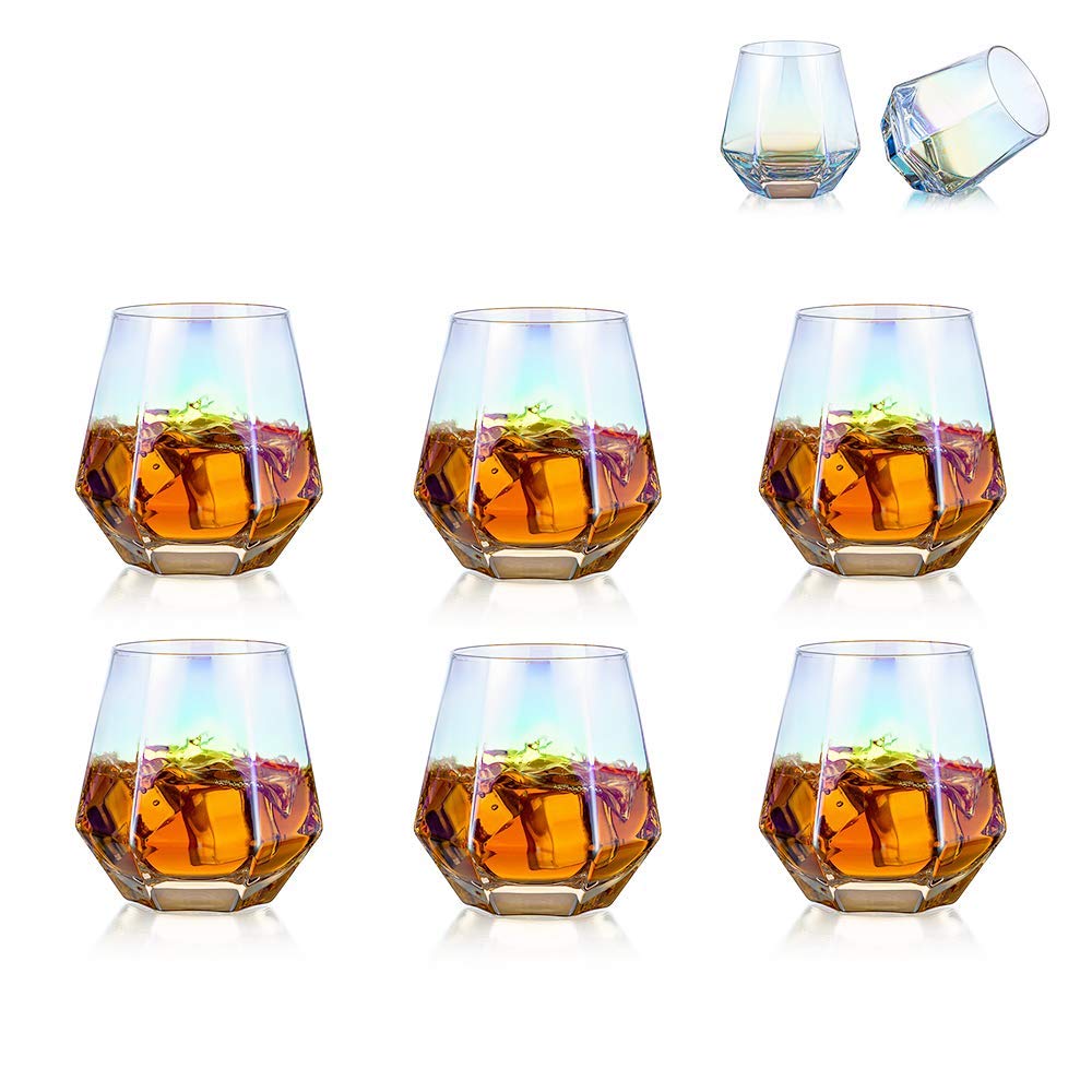 Diamond Whisky Glasses Gekipptes Scotchglas 300 Ml Whiskyglas Moderner Look Für Männer Frauen, Papa, Ehemann, Freunde, Glaswaren Für Bourbon/Rum/Bar Tumbler