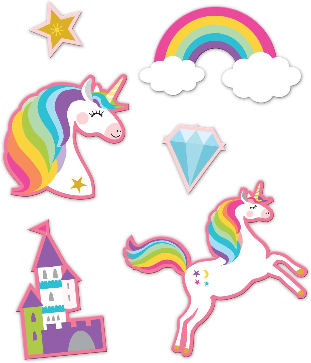 Paper Projects 01.70.22.017 Rainbow Unicorns Mega Sticker Pack, Pink, 29.7cm x 21cm