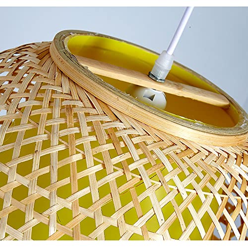 Lampe à tissée en V suspension bambou rotin E27 pour cuisine - 2