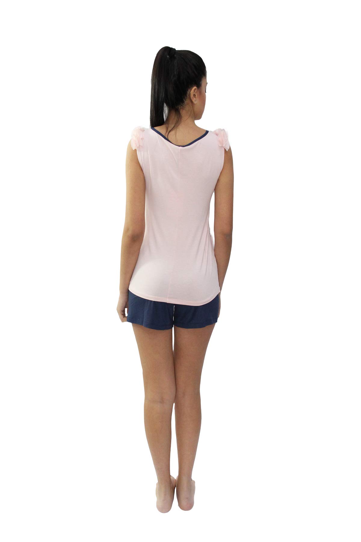 Pigiama Corto Giro Manica con applicazione in Tulle