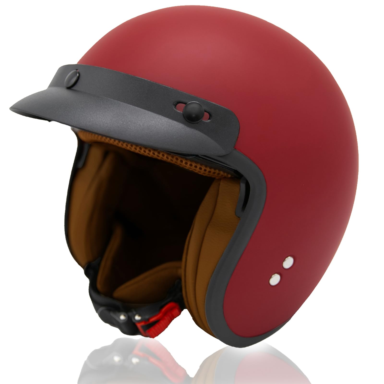 HSWHEEL Casco Jet con Visera: Casco de motocicleta de alta calidad, certificado ECE22.06, unisex - Adecuado para ciclomotor, scooter, motocicleta y escúter - Diseño retro de casco
