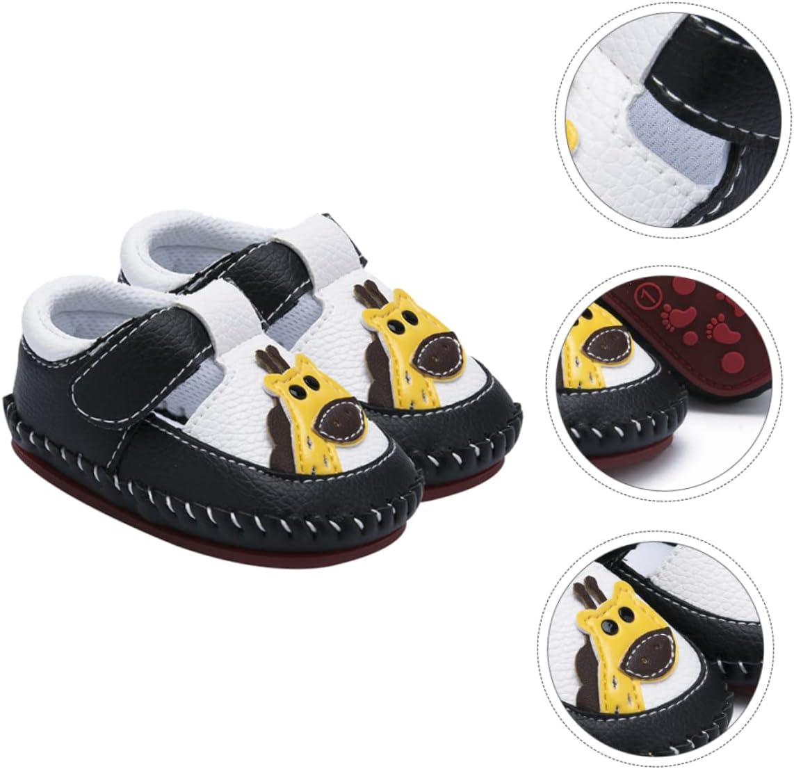 Levemolo 1pair Skid Walking Shoes Breathable and Stretchy Prewalkers for Newborns Cute Cartoon Soft Black