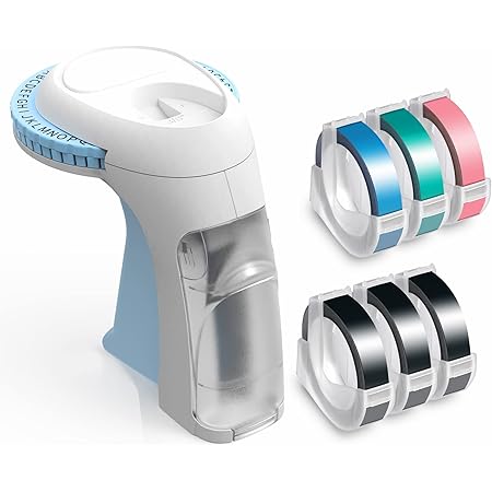 Airmall Omega S Embossing Label Maker Machine with Tapes, OmegaS 3D Embosser Handheld Label Machine, Portable Lettering Embossed Labeler with 6 Rolls Emboss Tapes for Home DIY Crafting